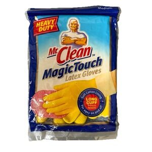 VTG Latex Gloves‎ M Mr Clean Magic Touch Heavy Duty Long Cuff Yellow Unopened